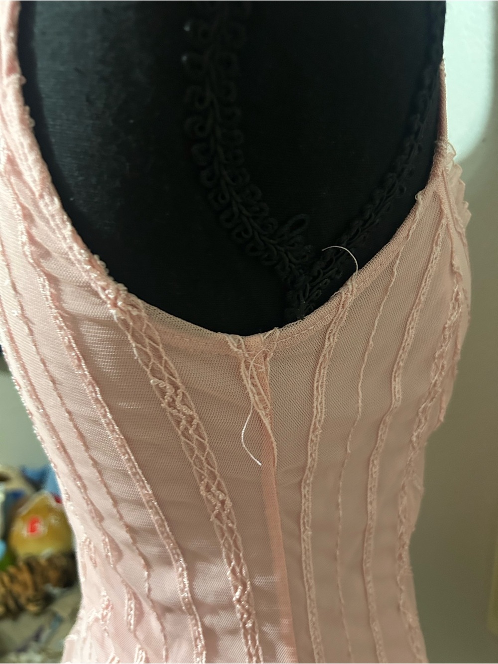Newport News Pink Lace Trim Corset-Style Tank - Picture 6 of 6